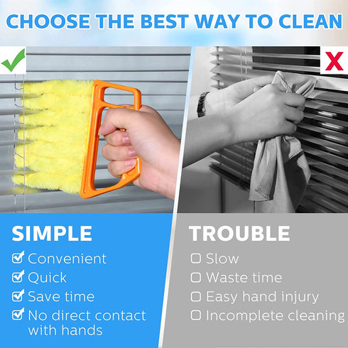 4 Pieces Window Venetian Blind Cleaner Tool, 2 Blind Duster Brush 7 Finger Dusting Cleaner Tool 2 Pairs Microfiber Dusting Cleaning Glove for Air Conditioner Shutter (Orange, Dark Blue, Rose Red)