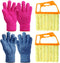4 Pieces Window Venetian Blind Cleaner Tool, 2 Blind Duster Brush 7 Finger Dusting Cleaner Tool 2 Pairs Microfiber Dusting Cleaning Glove for Air Conditioner Shutter (Orange, Dark Blue, Rose Red)