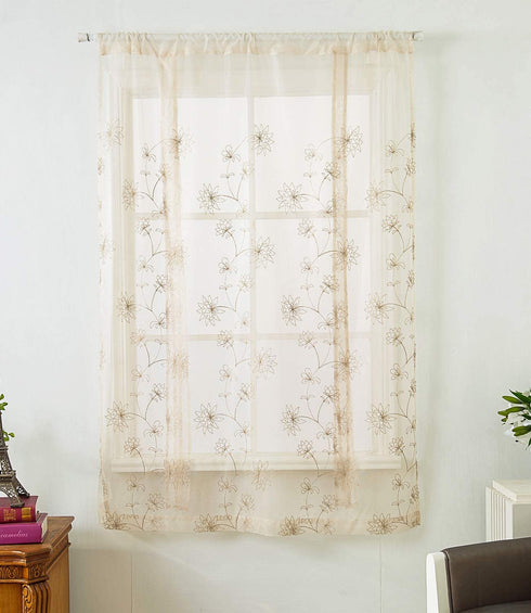 Molaxhome Roman Curtain Window Shades Sheers 46x63inch Rod Pocket, Embroidery Balloon Curtains Drapes 1 Panels for Kitchen Room (46x63inch, Flower)