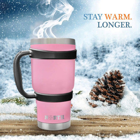 North Pink Stainless Steel Tumbler 5-Piece Set, 30 oz Vacuum Insulated, Travel Mug For Home, Office, School Like Yeti Tumbler For Ice Drink & Hot Beverage