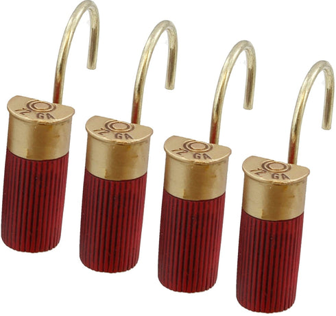 Old River Outdoors Red Shotgun Shell Shower Curtain Hooks/Rings - 12 Pc Set