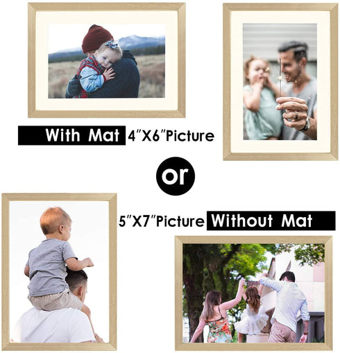 Golden State Art, Gold 5x7 Picture Frame - Displays Photos 4x6 with Mat or 5x7 inch Without Mat - Shatter-Resistant Glass Aluminum Photo Frame for Wall or Tabletop Display (2 Pack)
