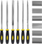 kapoua Needle File Set, 6 Pieces Hand Metal Files, Hardened Alloy Strength Steel Set Includes Flat, Flat Warding, Square, Triangular, Round, and Half-Round File