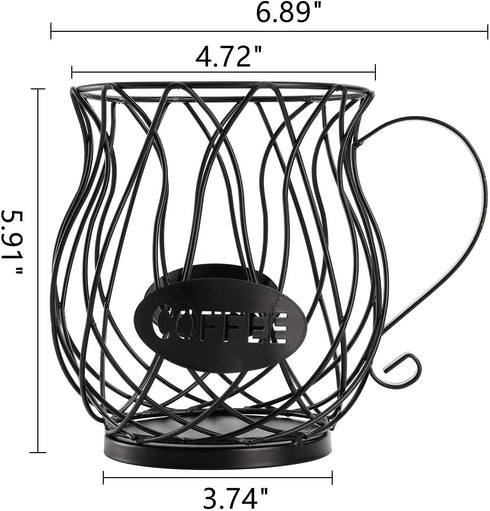 ZEAYEA Coffee Pod Holder, K Cup Holder Coffee Capsule Basket for Counter Coffee Table Bar, Metal Espresso Pod Keeper Storage for Home Cafe Hotel, Black