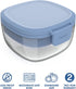 Bentgo® Glass - Leak-Proof Salad Container with Large 61-oz Salad Bowl, 4-Compartment Bento-Style Tray for Toppings, 3-oz Sauce Container for Dressings, and Built-In Reusable Fork (Light Blue)