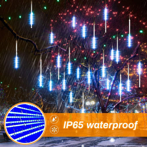 Allnice Meteor Shower Lights Falling Rain Lights Christmas Lights 30cm 8 Tube 192 LEDs Fairy String Lights for Halloween Christmas Wedding Tree Garden Home Outdoor Decoration (Blue)