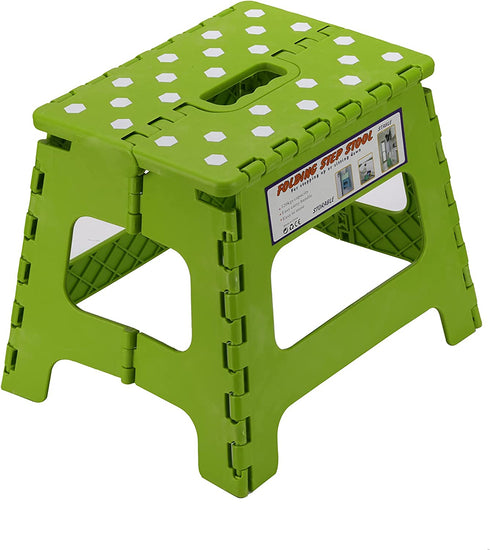 Folding Step Stool - 11 inches high - Lightweight, Sturdy, Secure, Carry Handle, Easy to Open, Suitable for Kitchen, Bathroom, Bedroom, Outdoor Camping and Fishing