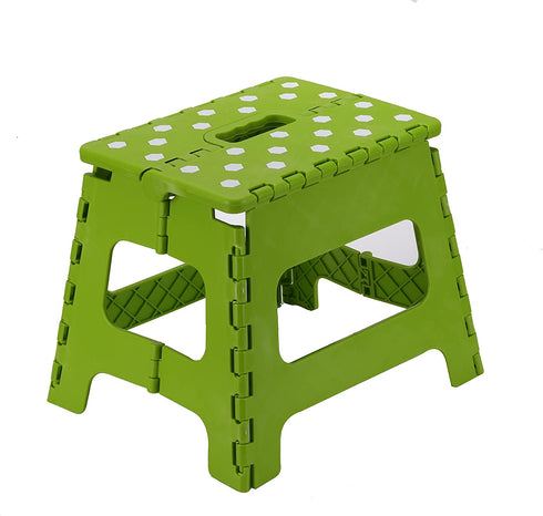 Folding Step Stool - 11 inches high - Lightweight, Sturdy, Secure, Carry Handle, Easy to Open, Suitable for Kitchen, Bathroom, Bedroom, Outdoor Camping and Fishing