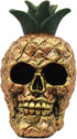 Ebros Hawaiian Tropical Pineapple Golden Skull Figurine 6" Tall Fruity Skeleton Head Statue for Halloween Day of The Dead Spooky Decor