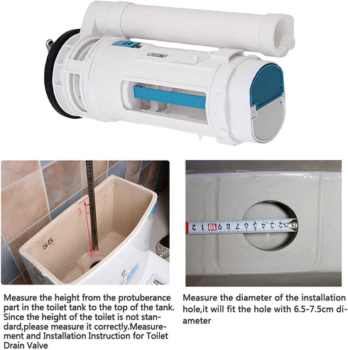 BQLZR White Toilet Cistern Dual Flush Push Button Valve 25cm Height Fit for Drain Diameter 65-75mm (See Video)