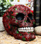 Ebros Valentine's Day of The Dead Red Floral Roses with Green Petals Skull Figurine DOD Rosa Sugar Skulls Statue As Cranium Skeleton Head Halloween Ossuary Macabre Altar Decor Collectible