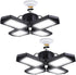 2 Pack LED Garage Lights,80W Deformable Led Garage Ceiling Lighting 8000LM E26 Daylight 6000K LED Garage Lighting Super Bright Adjustable Garage Light for Garage,Warehouse