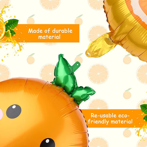10 Pieces Orange Citrus Foil Balloon Cartoon Fruit Aluminum Foil Balloons Jumbo Birthday Tangerine Balloons for Little Cutie Baby Shower Summer Citrus Themed Boy Girl Birthday Party Decor Supplies