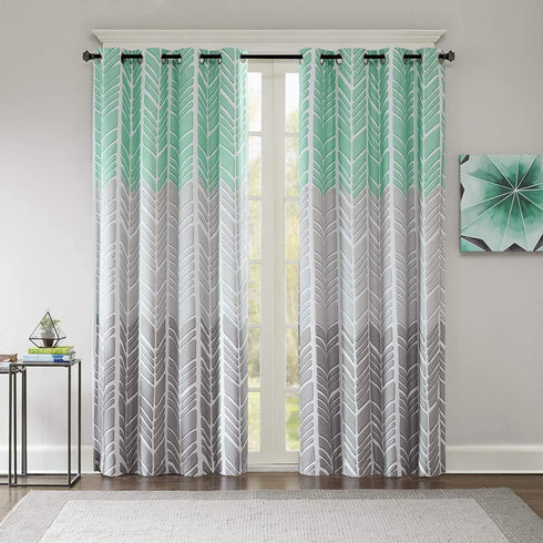 Intelligent Design Adel Blackout Bedroom, Casual Window Living Room, Family, Geometric Grommet Room Darkening Black Out Curtain 1-Panel Pack, 50x84, Aqua
