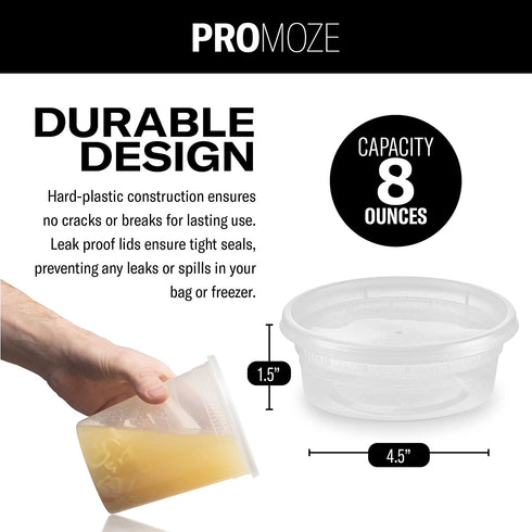 Plastic Deli Food Storage Containers With Leak-Proof Lids (48 Pack, 8 Oz) | Microwaveable Airtight Container For Soups, Snacks, Meal Prep, Salad, Ice Cream | BPA-Free Kitchen & Restaurant Supplies