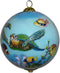 Green Sea Turtles and Tropical Fish Collectible Hand Painted Glass Ornament with Gift Box
