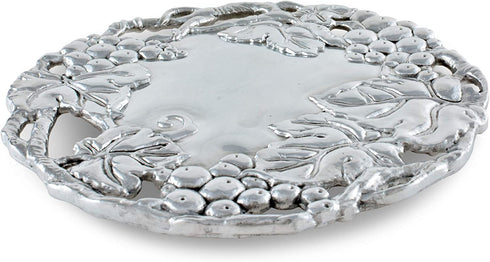 Arthur Court Metal Grapevine Trivet Classic Grape Pattern Detailly Sand Casted Aluminum with Artisan Quality Hand Polished Hot Pans Pots Dishes or Teapot 8 inch Diameter