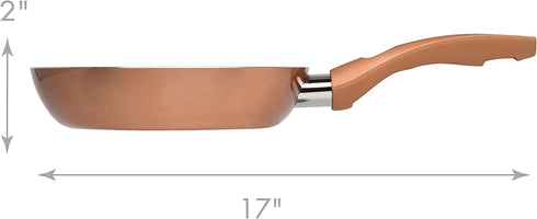 Cooking Light Cookware Dishwasher Safe, Scratch Resistant, with Easy Food Release Interior, Cool Touch Handle and Even Heating Base, 9.5in Fry Pan, Copper
