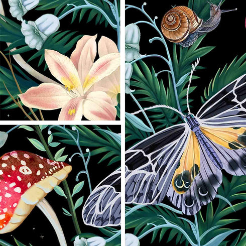 Fowocu Butterfly and Flower Vertical Tapestry Wall Hanging, Moon and Stars Floral Tapestries, Black Wildflower Aesthetic Tarot Wall Tapestry for Bedroom Dorm Living Room (Black, 44'' × 60'')