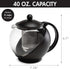 Primula Half Moon Teapot Set with 4 Tea Cups, Removable Infuser, Borosilicate Glass Tea Maker, Stainless Steel Filter, Dishwasher Safe, 40-Ounce, Tea Gift Set, Tea Set for Service of 4 Adults