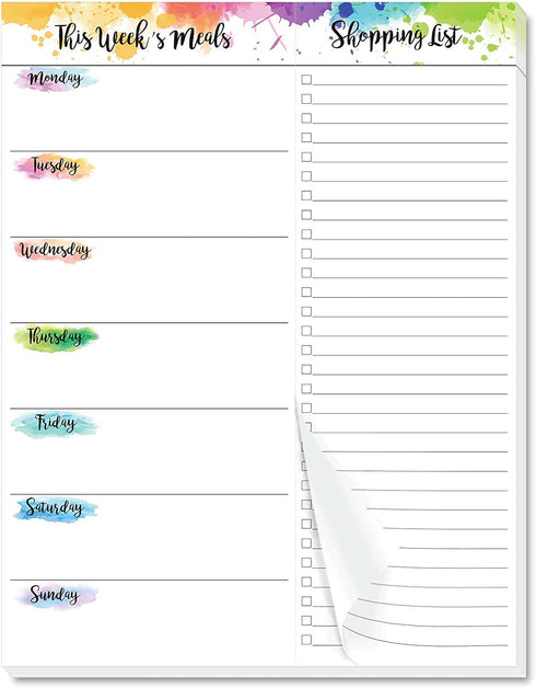 Weekly Meal Planner - Undated Magnetic Notepads with Grocery List, 7" x 9",52 Weeks, Meal Planning Pad for Refrigerator Door with Tear-Off Shopping List, Hanging Food/Menu Organizer Notepad