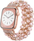 Bling Beaded Bracelet Compatible for Apple Watch 38mm 40mm 41mm 42mm 44mm 45mm 49mm Band,Fohuas Luxury Crystal Glitter Beads Pearl Bangle for iWatch Ultra Series SE 8 7 6 5 4 3 2 1 Glitter Metal Chain Elastic Stretch Jewelry Strap for iphone watch Women G
