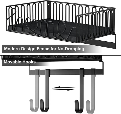 SRIWATANA Ironing Board Hanger Wall Mount, Iron and Ironing Board Holder for Laundry Room Organization and Storage - Black