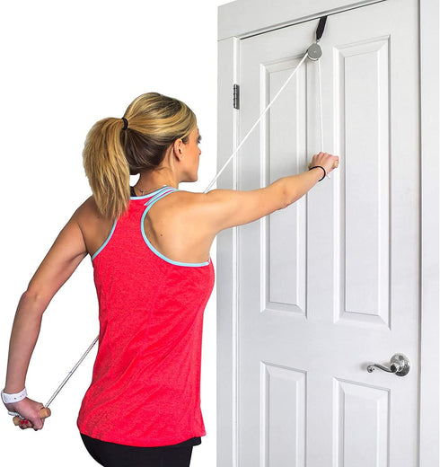 DMI Shoulder Pulley Over the Door for Physical & Shoulder Rehab, Occupational Therapy Aid with Easy Grip Handles, White