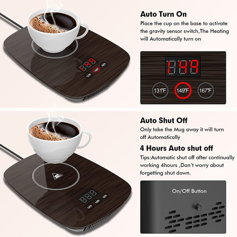 Creekeley Coffee Mug Warmer - Cup Warmer with Three Temperature Setting - Beverage Warmer with Automatic Shut Off for Coffee, Milk, Tea, Cocoa, Hot Chocolate, etc.