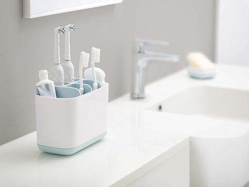 Joseph Joseph 70501 EasyStore Toothbrush Holder Bathroom Storage Organizer Caddy, Large, Blue