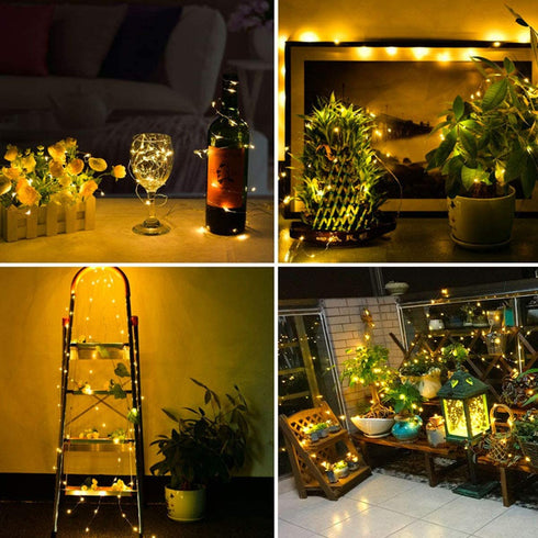 Chinety Fairy Lights Battery Operated 33ft 100 LED 4 Pack Christmas String Lights, Waterproof 8 Modes Twinkle Lights with Remote Timer Starry Copper Wire Light for Bedroom Christmas Party Decor