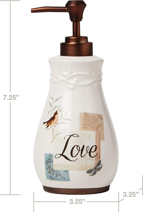 SKL Home New Hope Soap Dispenser, 7.11" x 3.15" x 3.15", Cream
