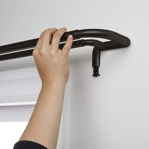Umbra 1005892-797-REM Twilight Double Curtain Rod Set Wrap Around Design is Ideal for Blackout or Room Darkening Panels, 48-88 Inch (122-224cm), Dark Bronze