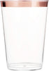 100 Rose Gold Plastic Cups 14 Oz Clear Plastic Cups Tumblers Rose Gold Rimmed Cups Fancy Disposable Wedding Cups Elegant Party Cups with Rose Gold Rim