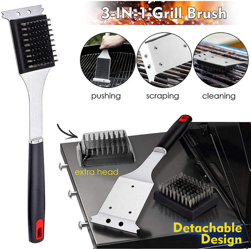HaSteeL BBQ Grill Accessories Set of 7, Stainless Steel Grilling Tools Set with Storage Bag, Heavy Duty Grill Spatula, Tong, Fork, Basting Brush, Cleaning Brush, Dishwasher Safe & Mans Gift