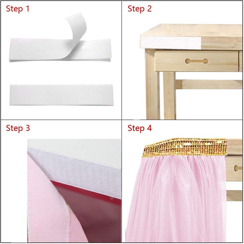 Pink Tulle Table Skirt Tutu Table Skirts for Rectangle Tables 6ft Baby Shower Girl Unicorn Party Wedding Princess Birthday