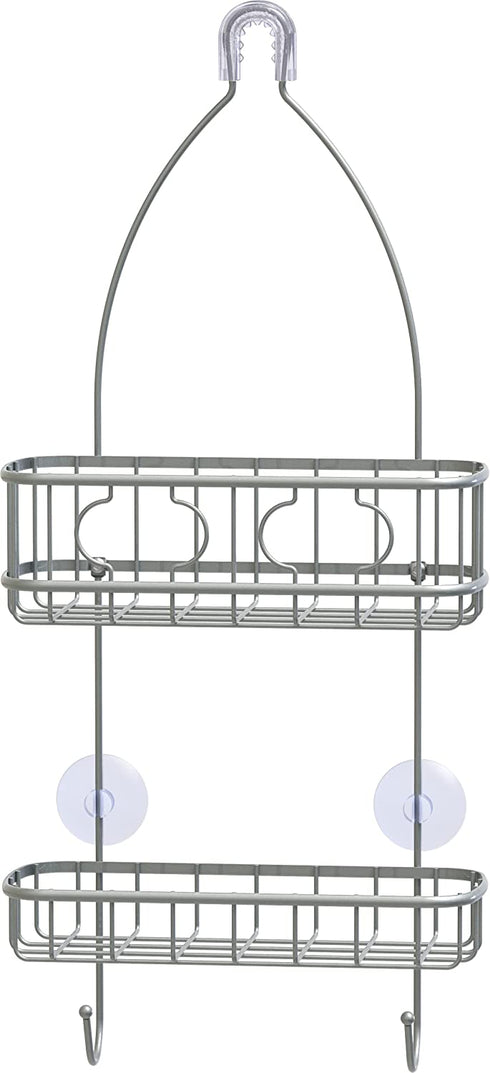 Simple Houseware Bathroom Hanging Shower Head Caddy Organizer, Silver (22 x 10.2 x 4.2 inches)