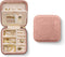 Plush Velvet Travel Jewelry Box Organizer | Travel Jewelry Organizer Box, Travel Jewelry Case | Small Jewelry Box for Women, Jewelry Travel Case | Earring Organizer with Mirror - Dusty Pink