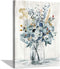Abstract Flower Print Wall Art: Botanical Flower Bouquet in Crystal Vase Picture Picture on Wrapped Canvas for Dining Room (12" x 16" x 1 Panel)