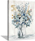Abstract Flower Print Wall Art: Botanical Flower Bouquet in Crystal Vase Picture Picture on Wrapped Canvas for Dining Room (12" x 16" x 1 Panel)