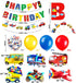MOVINPE Transportation Birthday Decoration for Boys Happy Birthday Banner Cars School Bus Train Fire Truck Motorcycle Plane Foil Balloons Transport Vehicles Cake Topper Kids 2nd Birthday Decor
