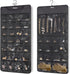 FOREGOER Hanging Jewelry Organizer with Zipper Pocket Double Sided 43 Pockets Large Necklace Earring Accessory Holder Organizer(Black)