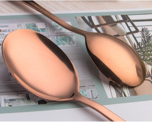 Berglander Stainless Steel Rose Gold Serving Flatware Set, Copper Serving Flatware Set, Cake Server, Fish Knife, Fish Fork, Serving Spoon, Serving Fork, Salad Spoon, Salad Fork, Butter Knife, Icecream