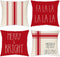 Christmas Pillow Covers 18x18 Inches Set of 4 Red Ticking Striped Merry Christmas Falala Merry&Bright Cushion Case Decoration for Sofa Couch Holiday Decor