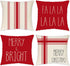 Christmas Pillow Covers 18x18 Inches Set of 4 Red Ticking Striped Merry Christmas Falala Merry&Bright Cushion Case Decoration for Sofa Couch Holiday Decor