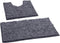 Bathroom Rugs Sets 2 Piece, Luxury Chenille Bath Mat Set, Soft Plush Anti-Slip Bath Rugs + U Shape Contoured Gray Bathroom Rugs.1'' Microfiber Shaggy Carpet, Super Absorbent, Dark Grey.