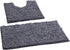 Bathroom Rugs Sets 2 Piece, Luxury Chenille Bath Mat Set, Soft Plush Anti-Slip Bath Rugs + U Shape Contoured Gray Bathroom Rugs.1'' Microfiber Shaggy Carpet, Super Absorbent, Dark Grey.