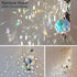 Crystal Ornament Wall Decor, Shining Colourful Crystal Pendants with Stainless Steel Chain Boho Home Decoration for Bedroom Living Room Apartment (Gold)