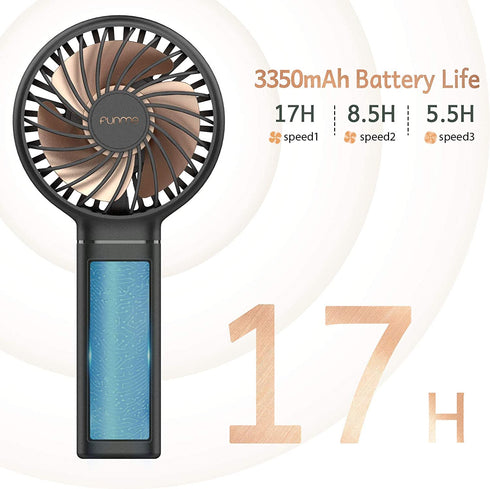 Funme Mini Handheld Fan 3500mAh Small Personal Portable Fan USB Rechargeable Fan Makeup Eyelash Fan Beauty Fan for Women Girls Black
