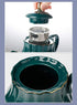 Amazingware Royal Teapot, Porcelain Tea Pot with Stainless Steel Infuser, with a Filter for Loose Tea, Pumpkin Fluted Shape - 28 oz, Dark Green